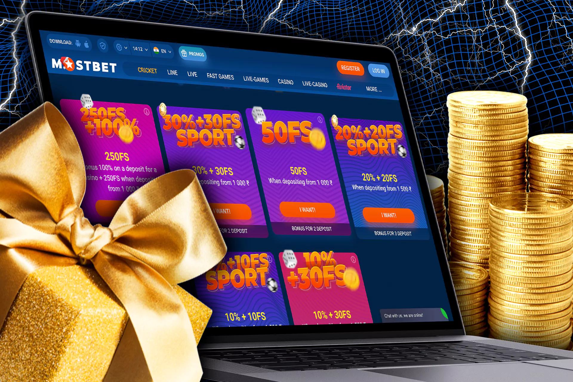 Free spin bonus at Mostbet casino.