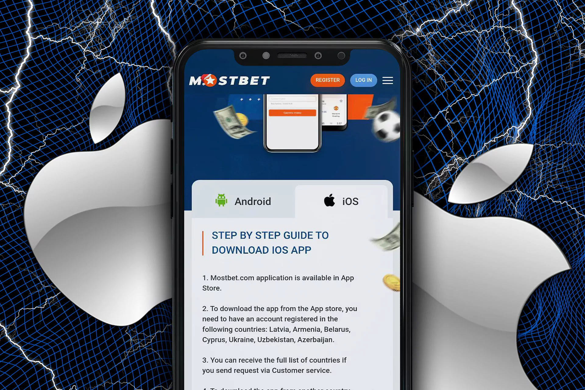 Mostbet app for iOS.