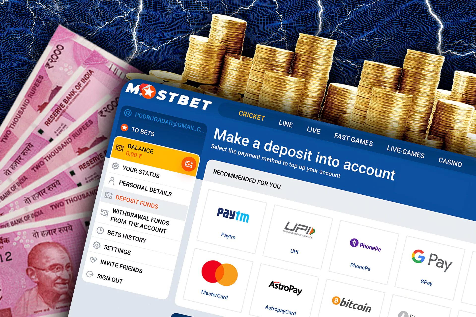 Study the payment methods available at Mostbet.