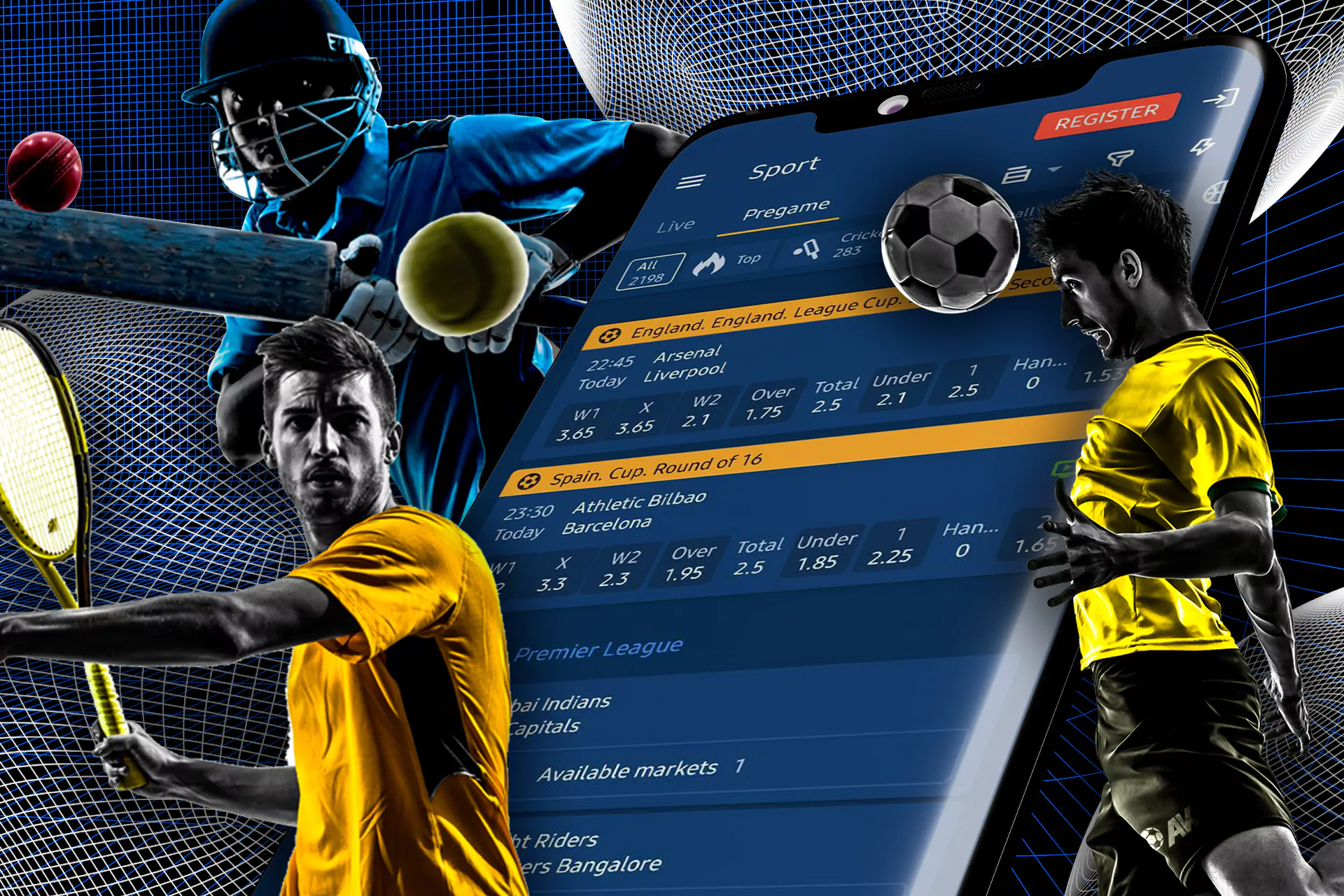 Types of sports betting available to players via the Mostbet app.