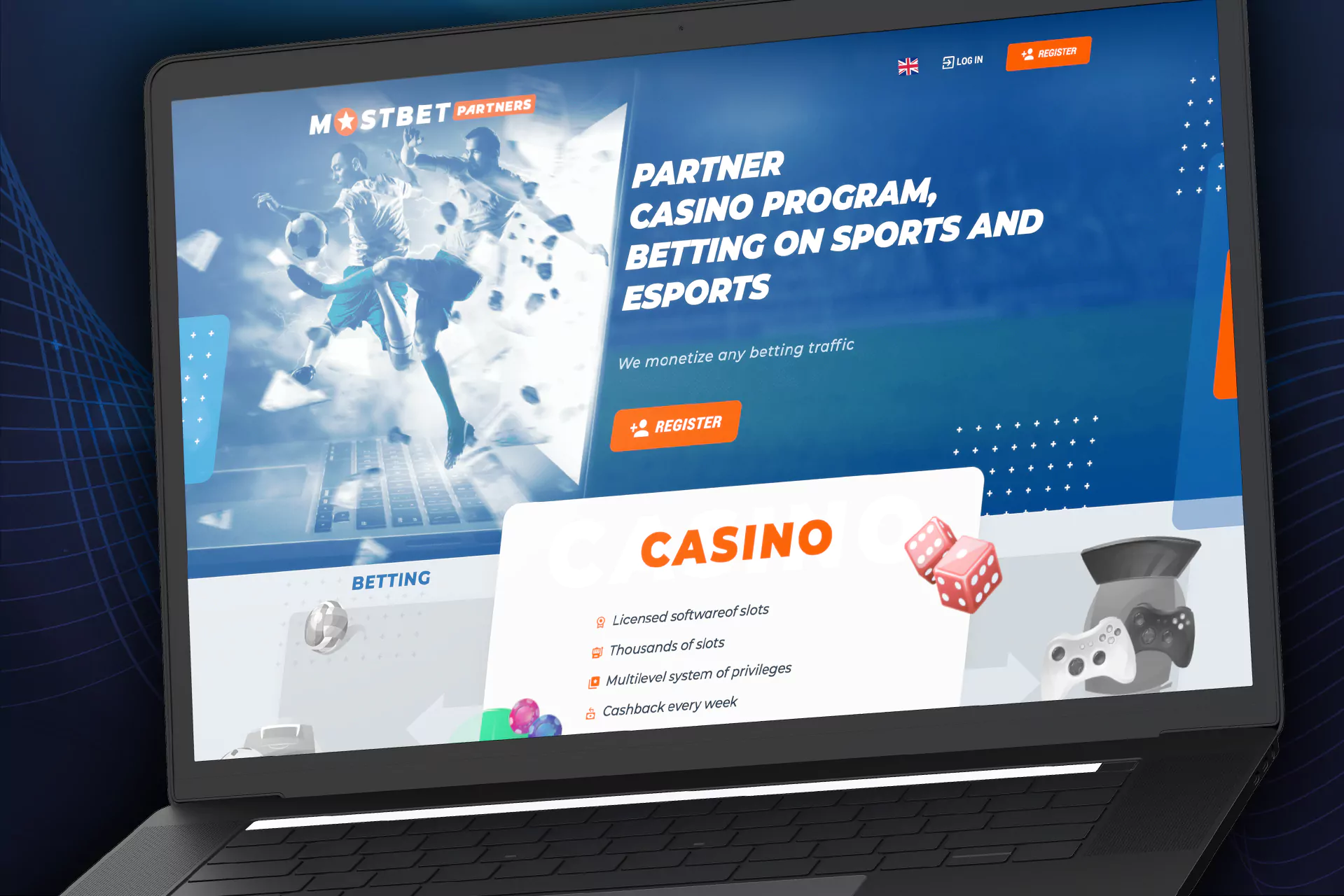 Partner casino program, betting on sports and esports.