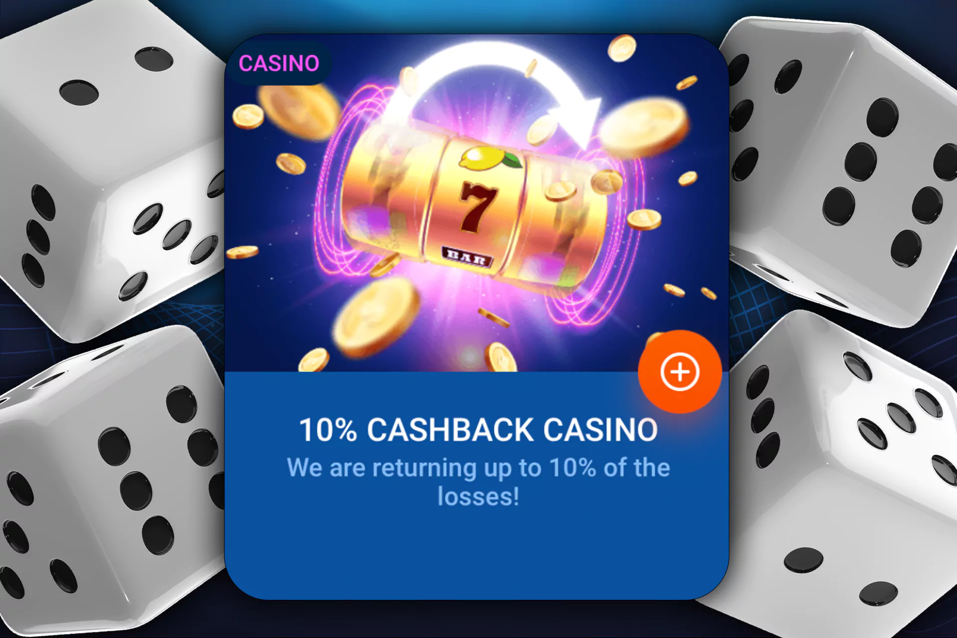10% cashback casino: we are returning up to 10% of the losses.