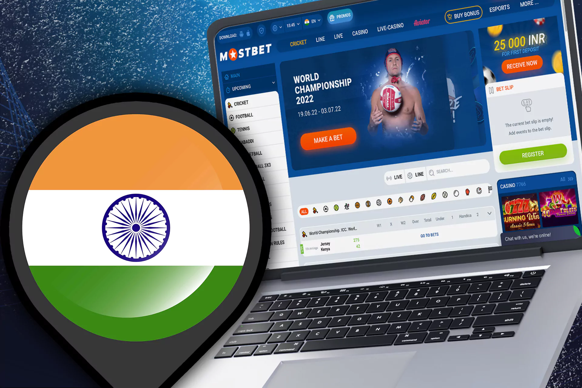 Official Mostbet website for the India region for different sports betting.