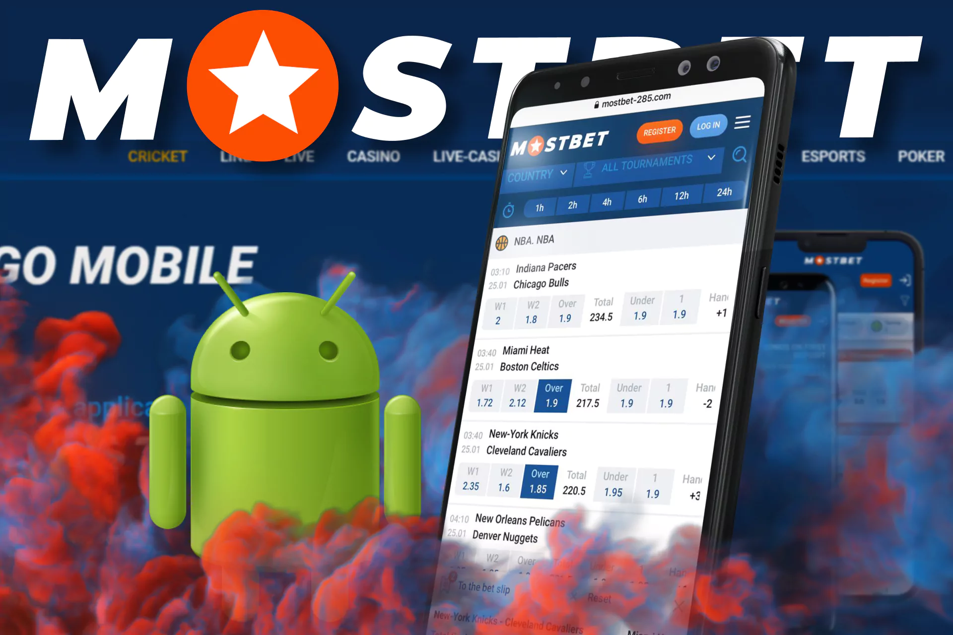 Bet on basketball right on your Android phone with the Mostbet app.