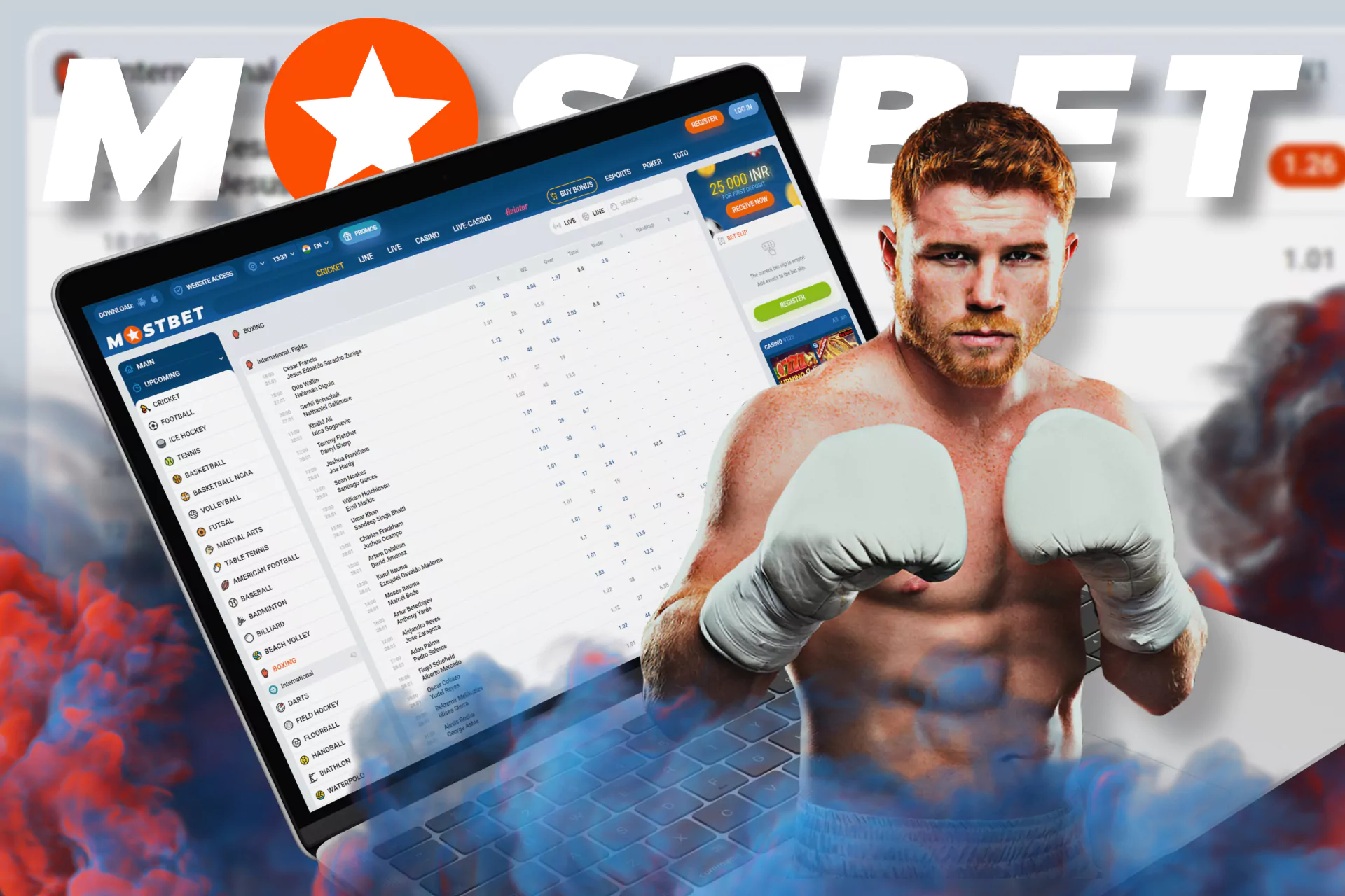 Bet on boxing online at Mostbet.