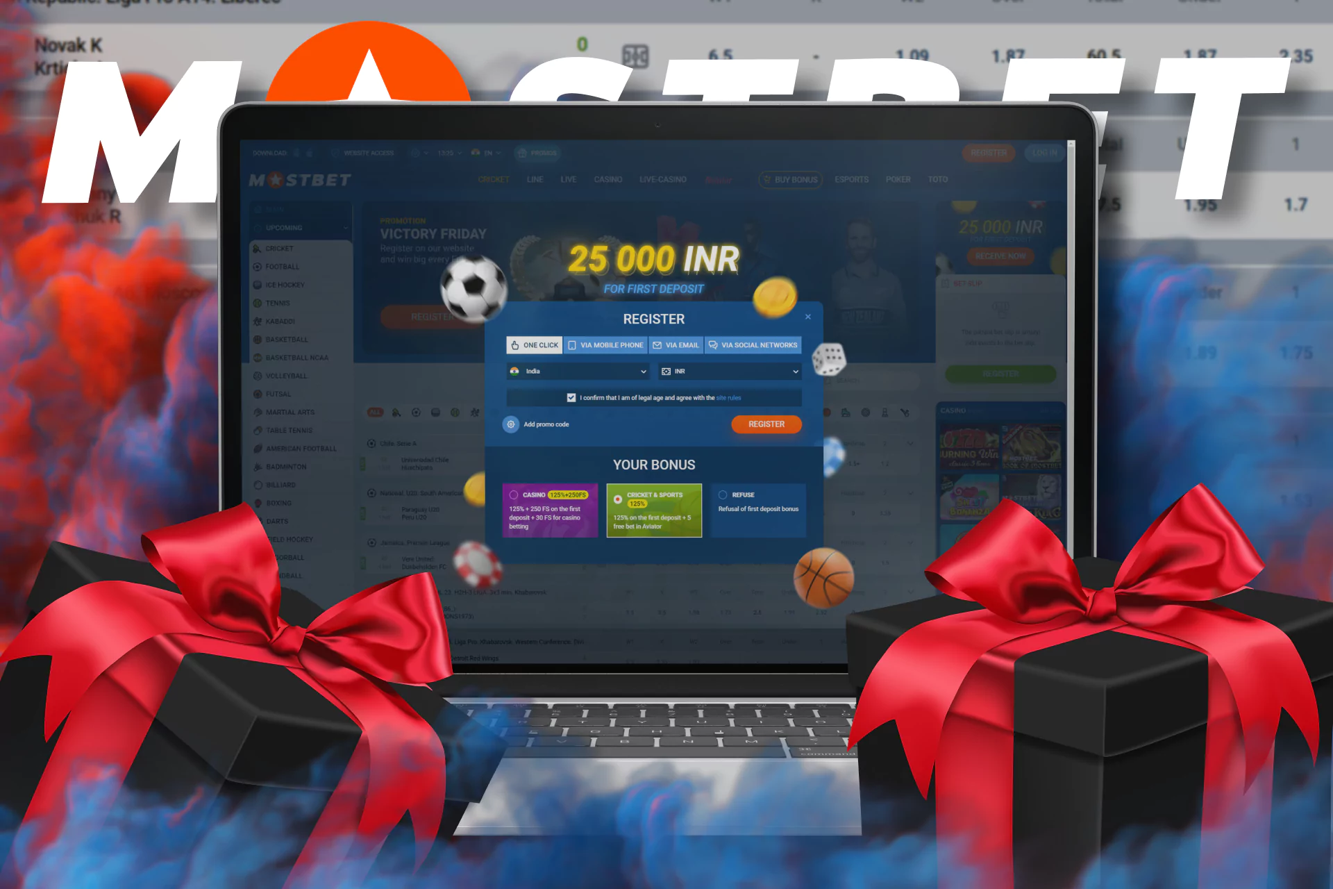 At Mostbet, get a special bonus on your first deposit when you register.