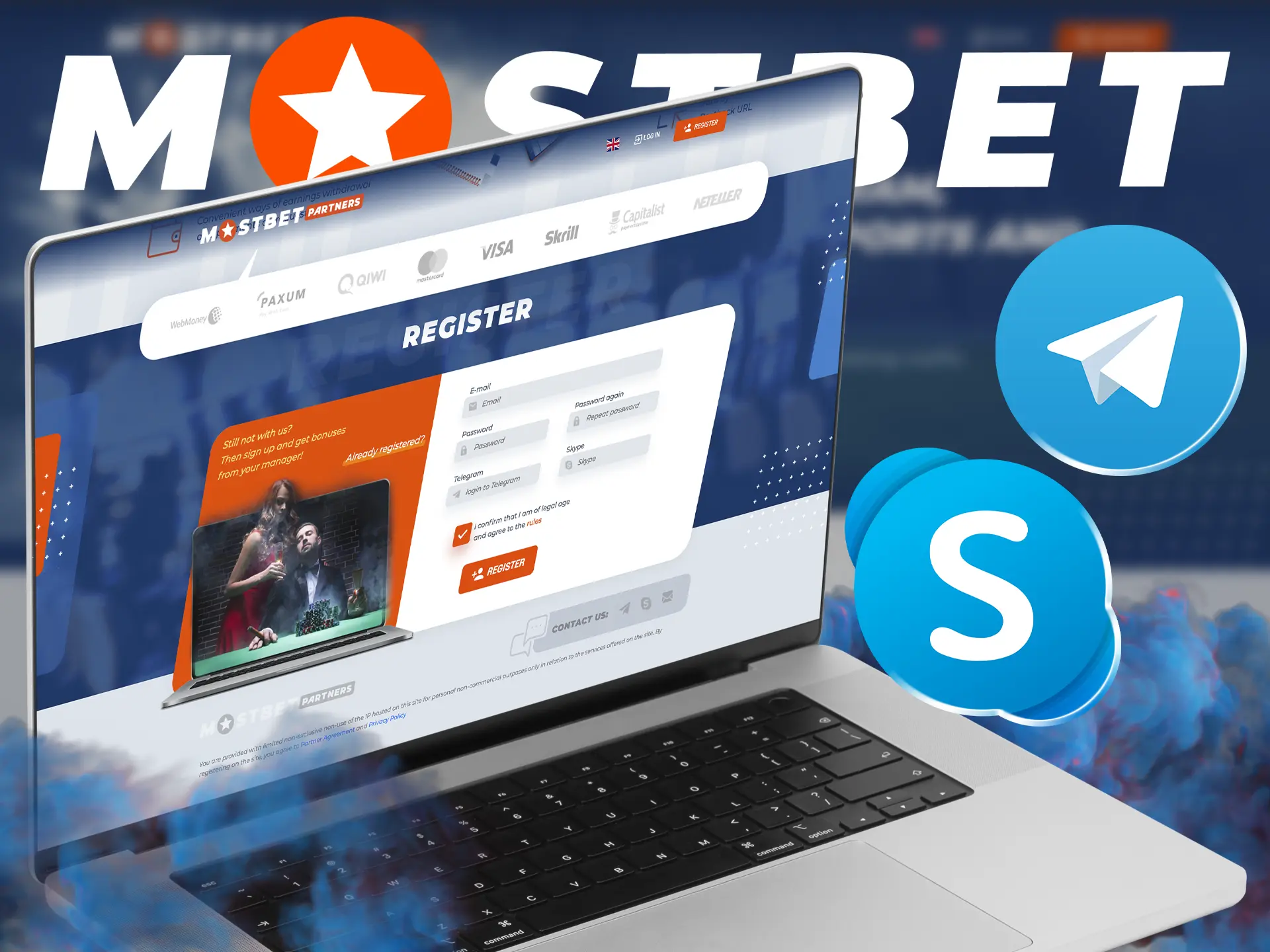 Keep in touch with Mostbet Casino via Telegram and Skype.