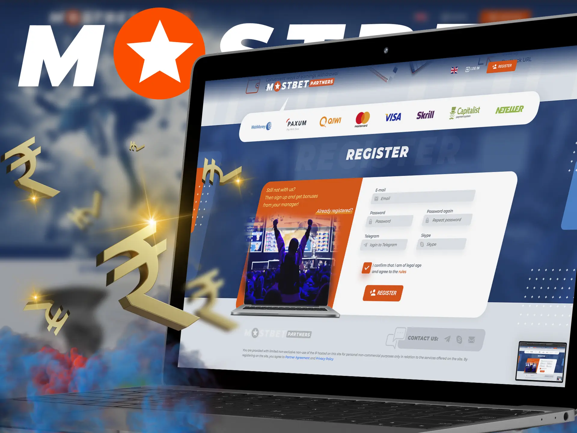 Use the most favourable methods of withdrawal from the affiliate programme from Mostbet Casino.