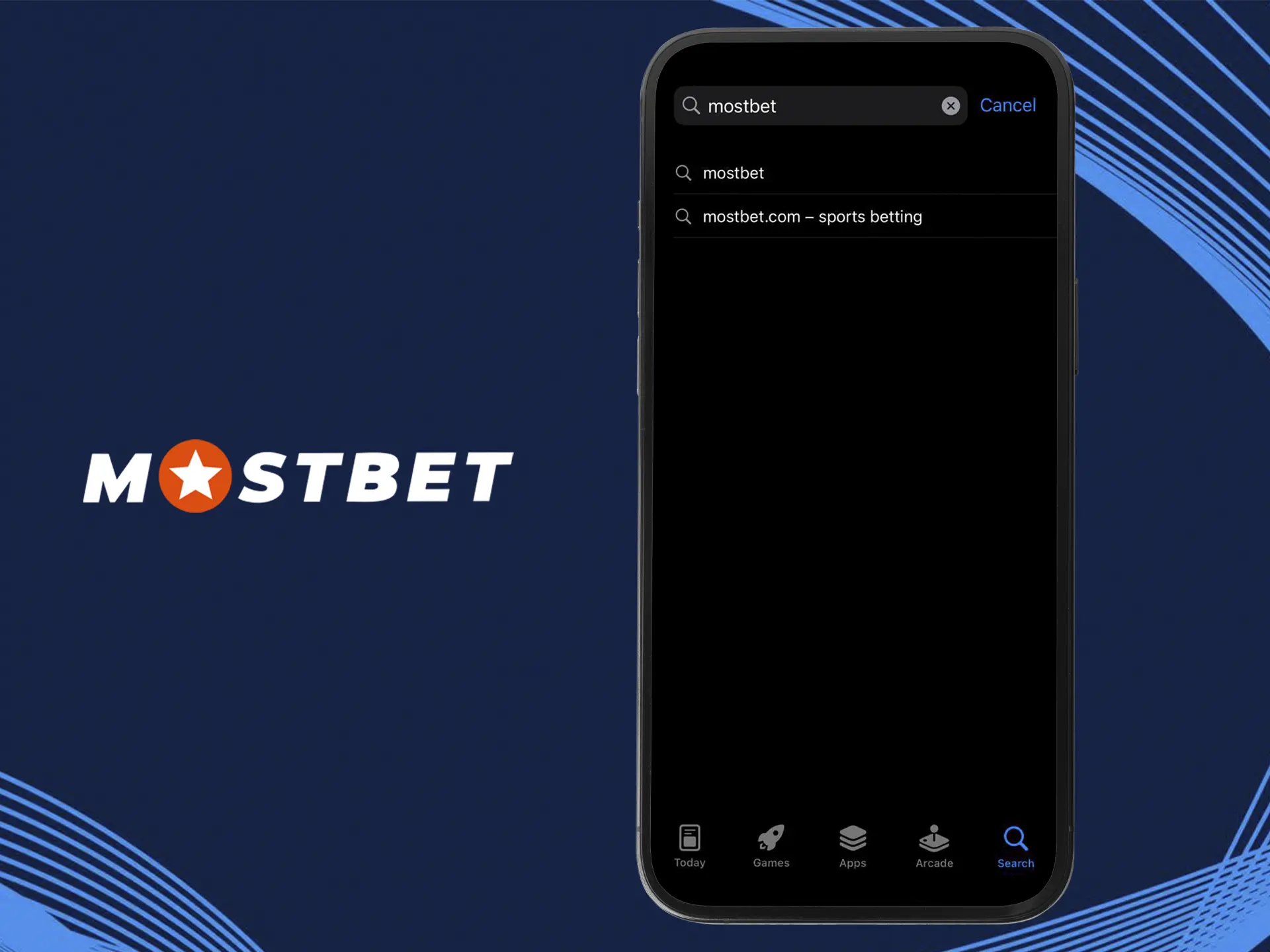 Use the search bar to find the Mostbet app quickly and easily.