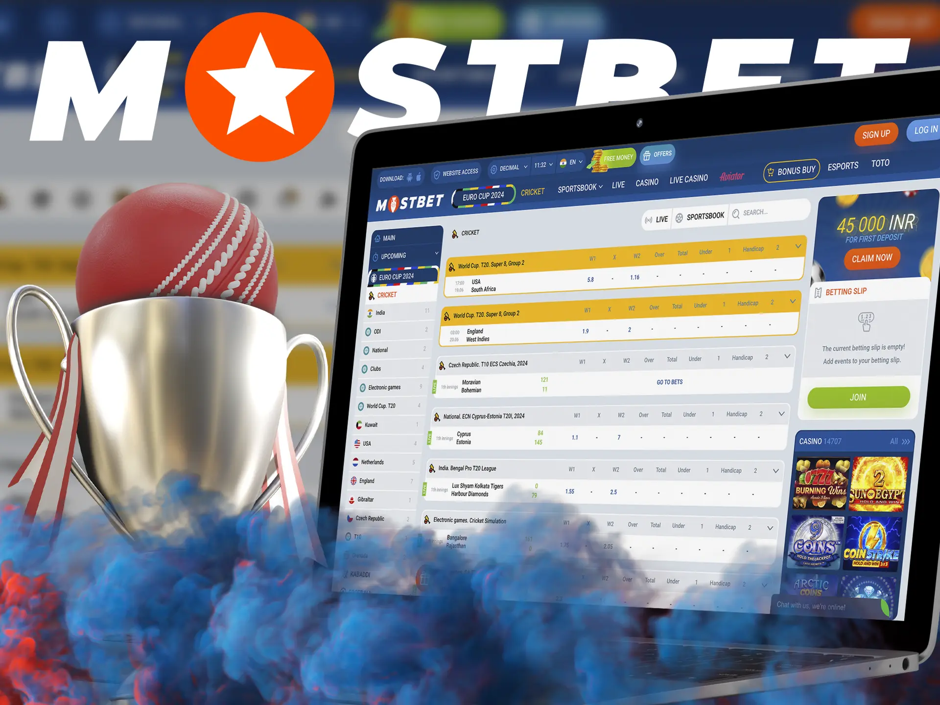At Mostbet, you will always find the biggest cricket tournaments and can make accurate predictions on the outcome of a match.