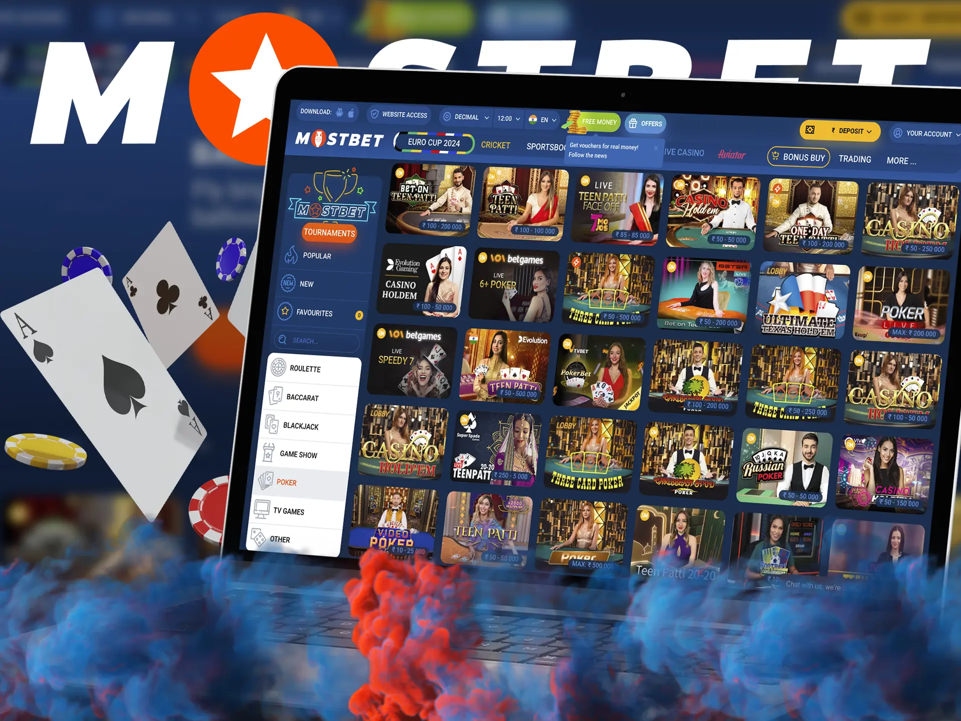 Use your best poker tactics from Mostbet Casino to win regularly.
