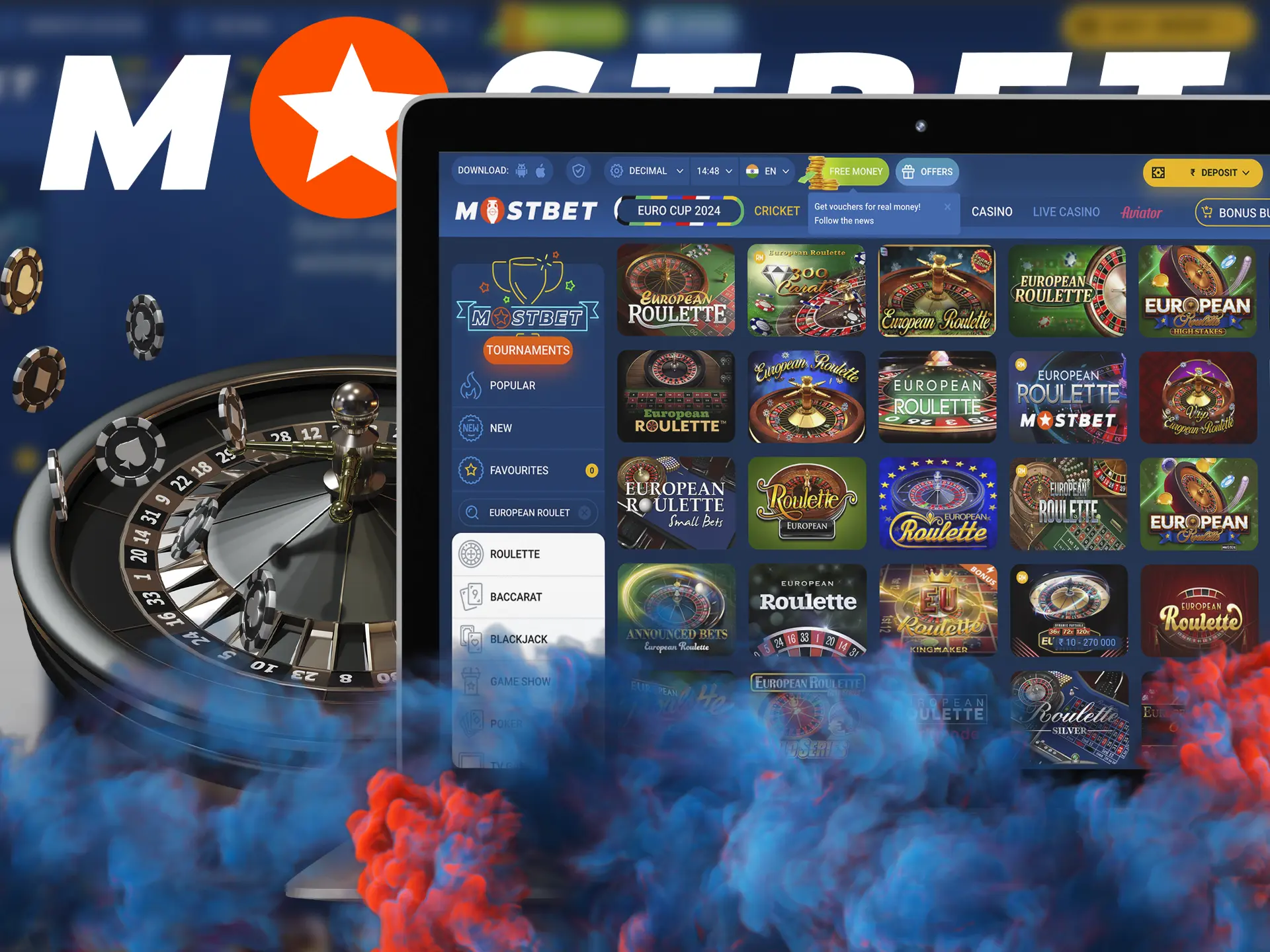 Enjoy the emotion of winning at European Roulette from Mostbet Casino.