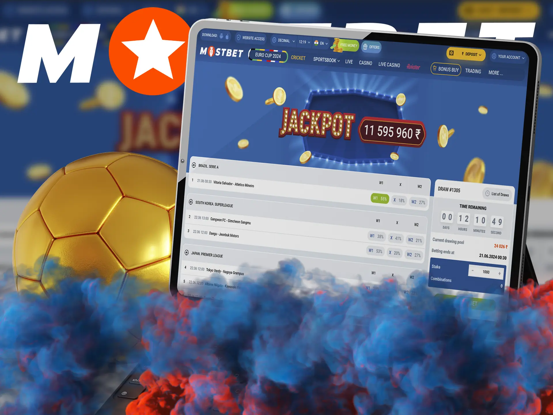 Predict the outcome of sporting events and win a big jackpot from Mostbet.