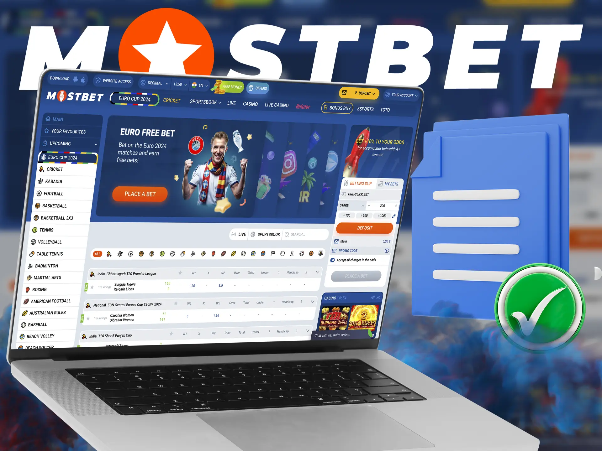 Have your documents ready to be checked by Mostbet Casino staff.