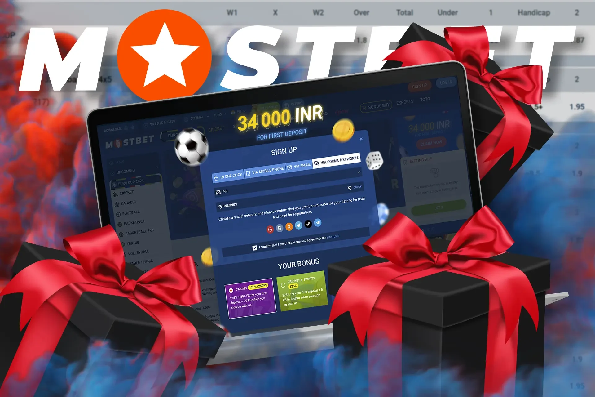 Place bets on basketball events with a bonus from bookmaker Mostbet.