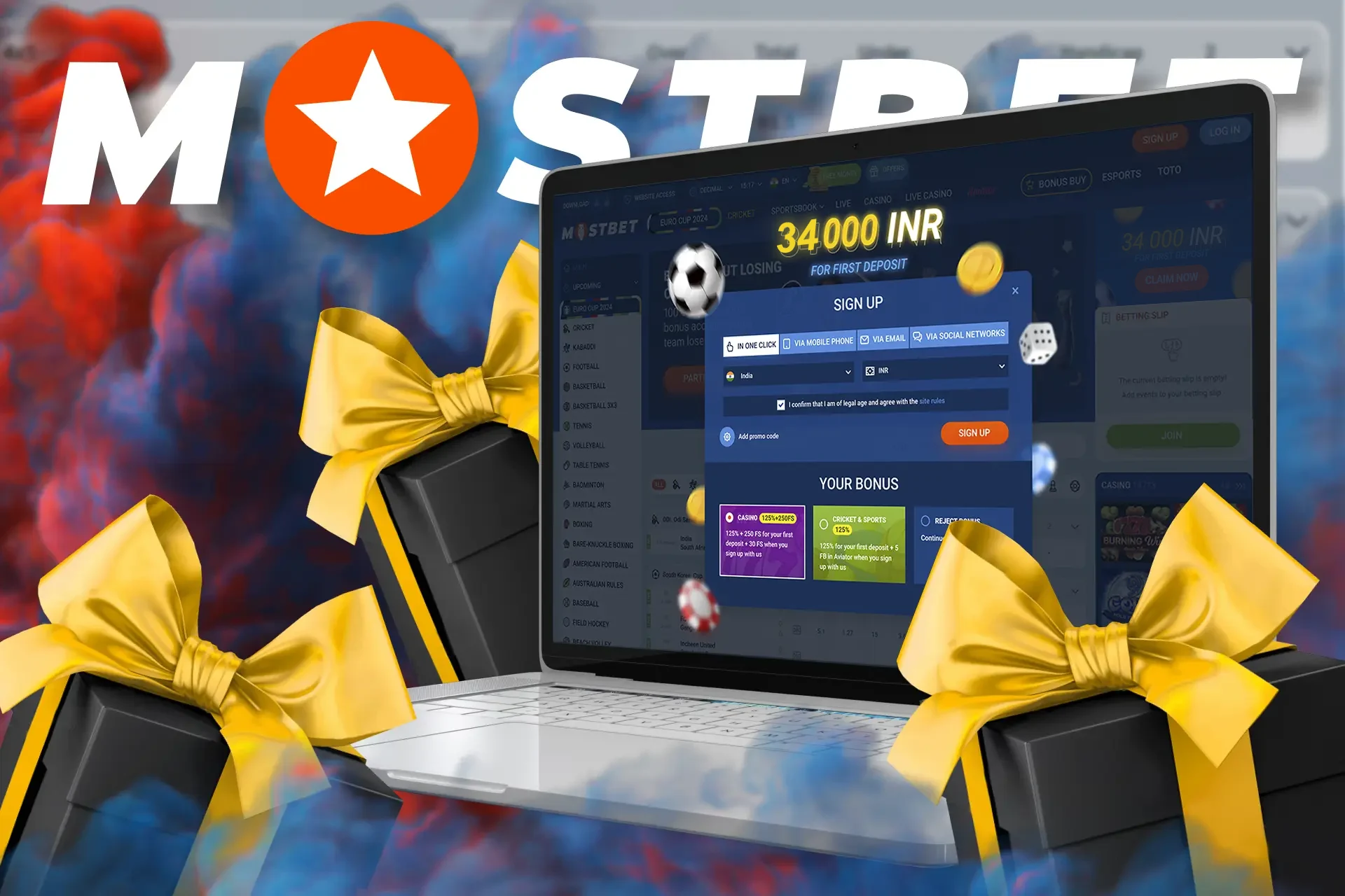 Take the welcome bonus to sports from bookmaker Mostbet to increase your deposit and possible bet.