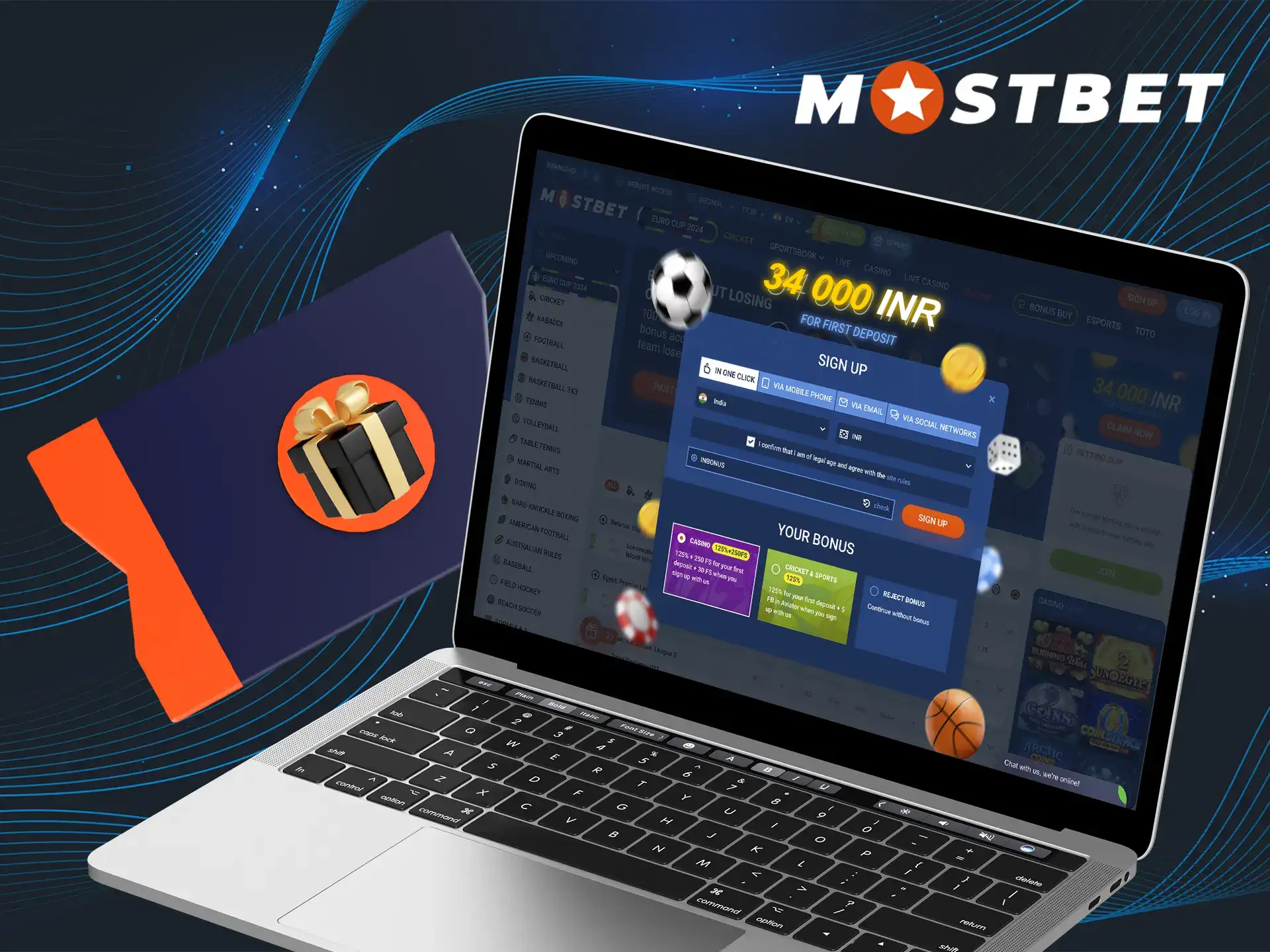 Use the promo code to significantly increase the size of your bet at Mostbet casino.
